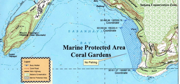 Photo: Map of Rota and the Sasanhaya Fish Reserve