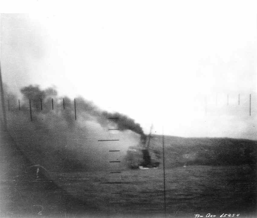 Ship trying to steam away after torpedo hit