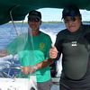 Paling it up with the boat operator